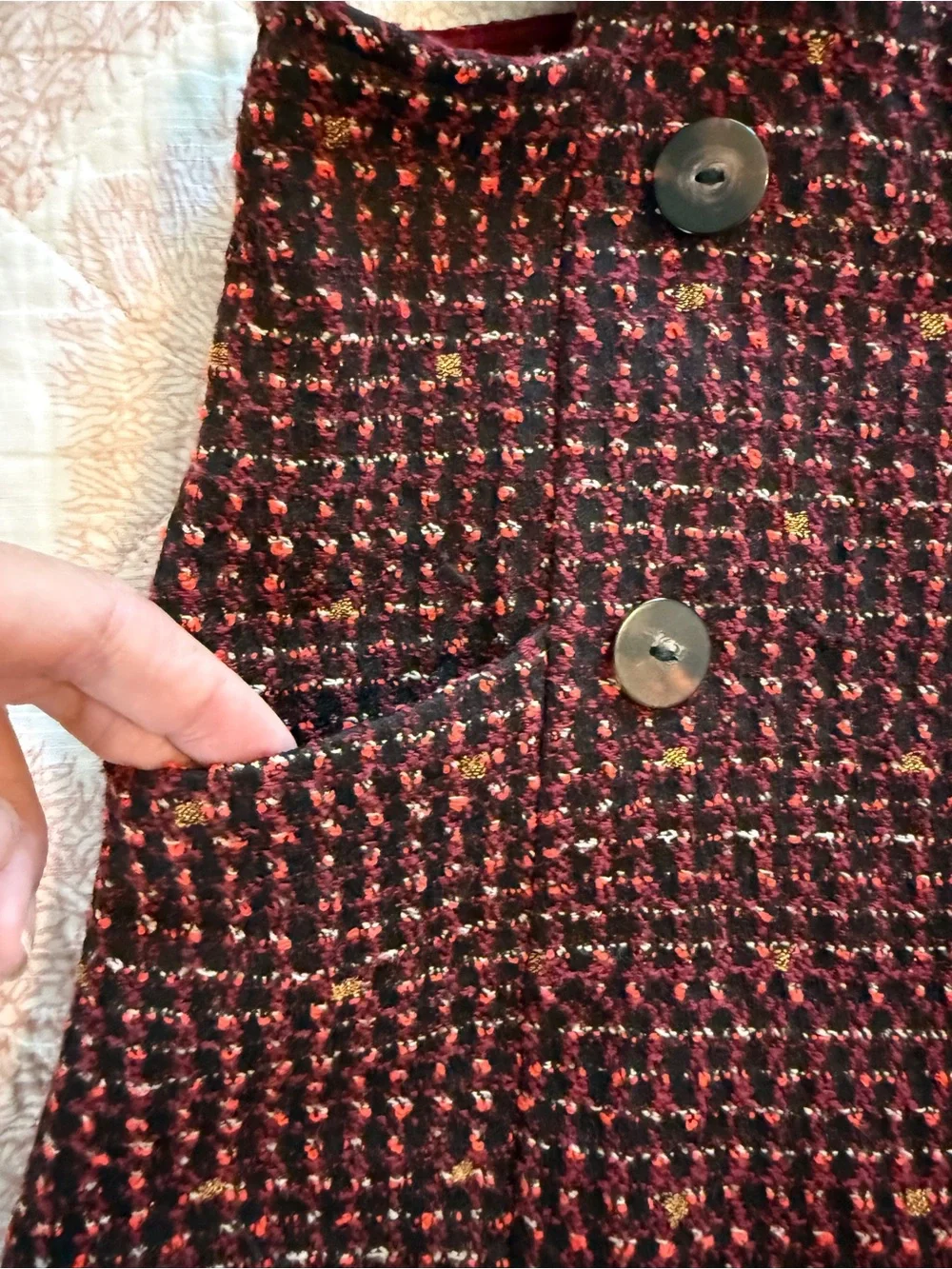 Tweed Pinafore Zara Jumper in Burgundy and Black